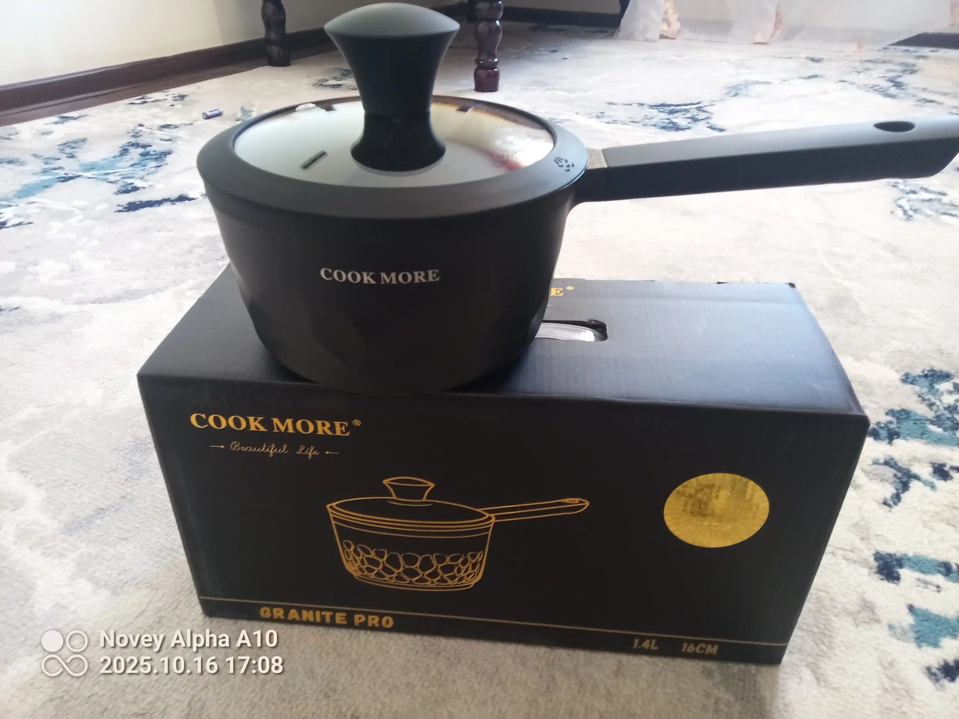 COOK MORE granit cho‘mich 16 sm, kuyishga qarshi, qopqoqli, induksiya uchun