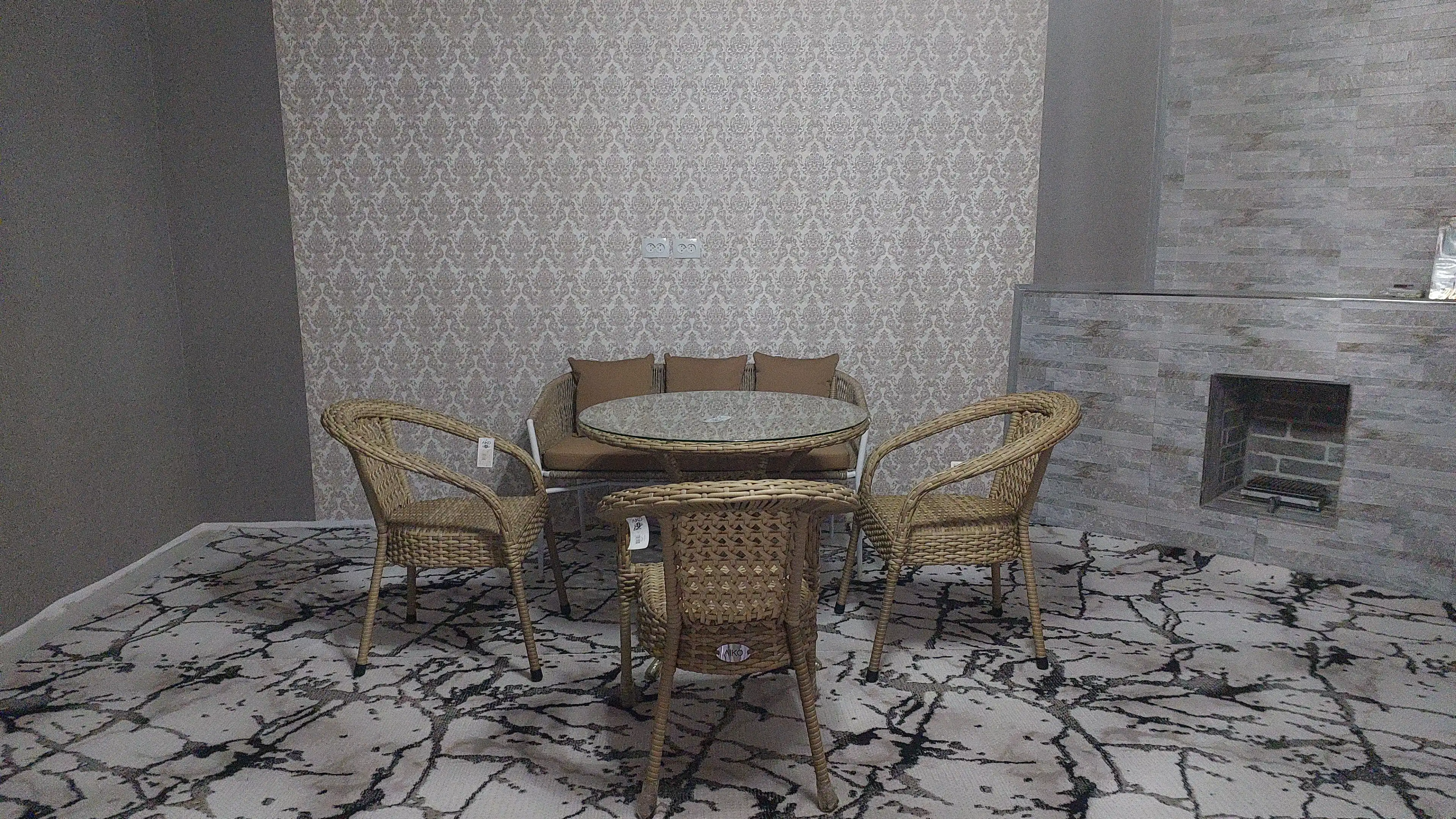 Bog' Divan AIKO Zoe, yostiqlar bilan birga, eko-rattan, uy uchun, 131 x 67 x 77 sm