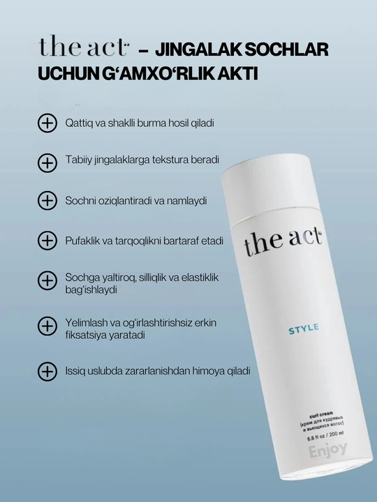 Pena, pasta, sprey, pudra uchun soch układkasi The Act, hajm, fiksatsiya, termohimoya