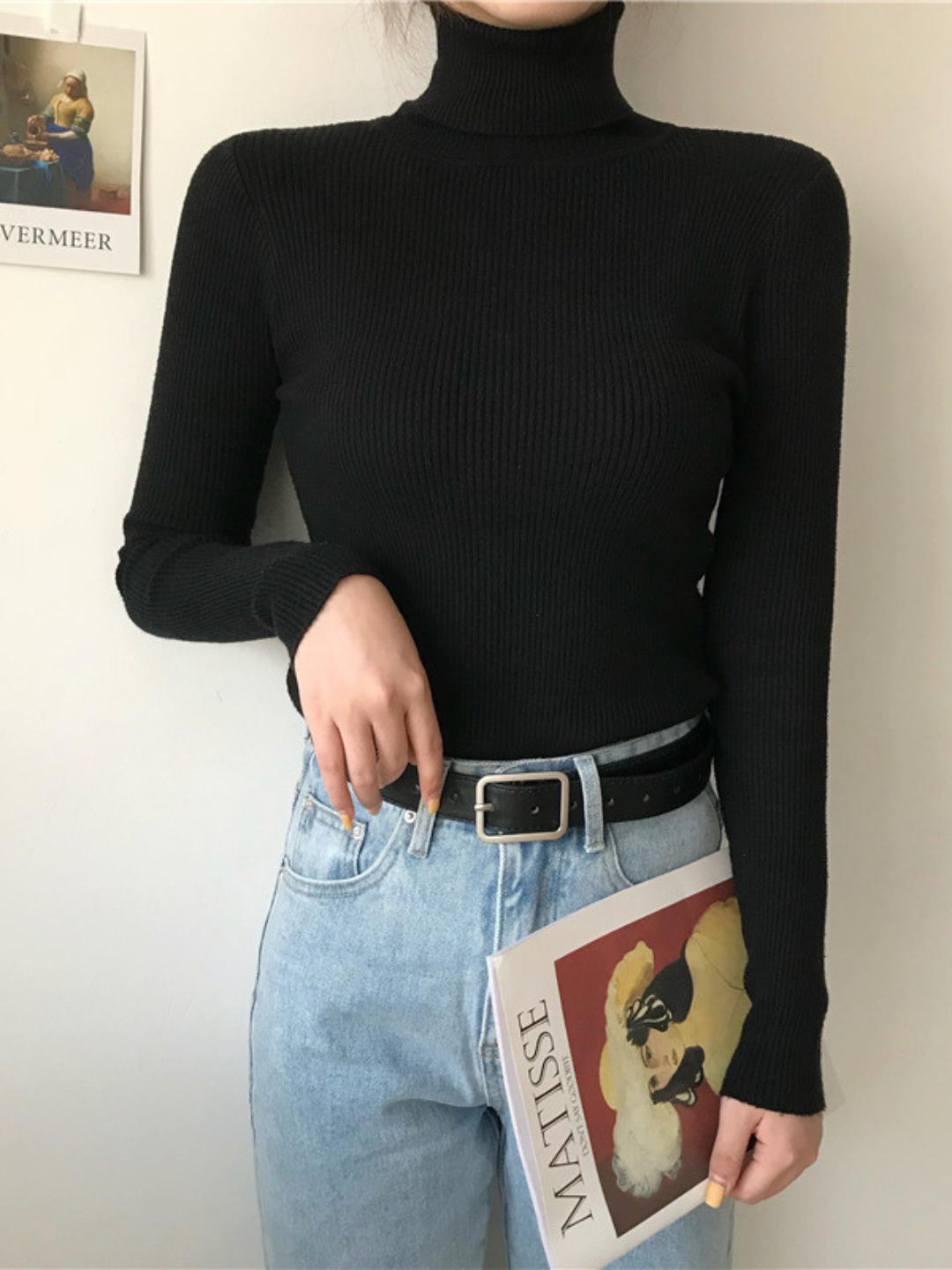 Ayollar uchun asosiy zich tikimdagi vodolazka, oddiy rangda, printsiz, mavsumiy