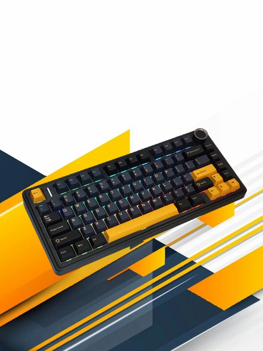 Aula F75 Simsiz + Bluetooth HotSwap RGB mexanik o‘yin klaviaturasi, qora