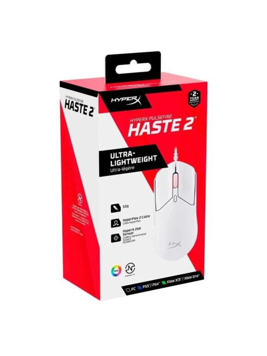 HyperX Pulsefire Haste 2 o‘yin sichqonchasi, simli, 26K DPI, yengil, RGB yoritgich