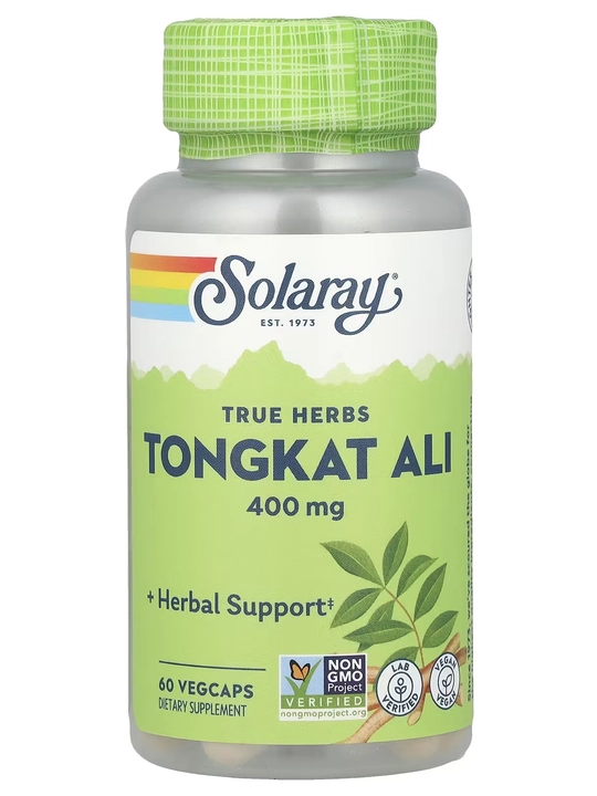 Evryikoma uzunbargli Tongkat Ali, Solaray, 400 mg, 60 ta vegetarian kapsula