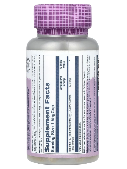 Берберин, Solaray, 500mg, 60 вегетарианских капсул 