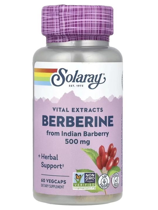 Берберин, Solaray, 500mg, 60 вегетарианских капсул 