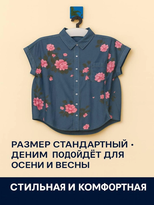 Коллекция джинсовых блузок синего цвета для женщин  - 