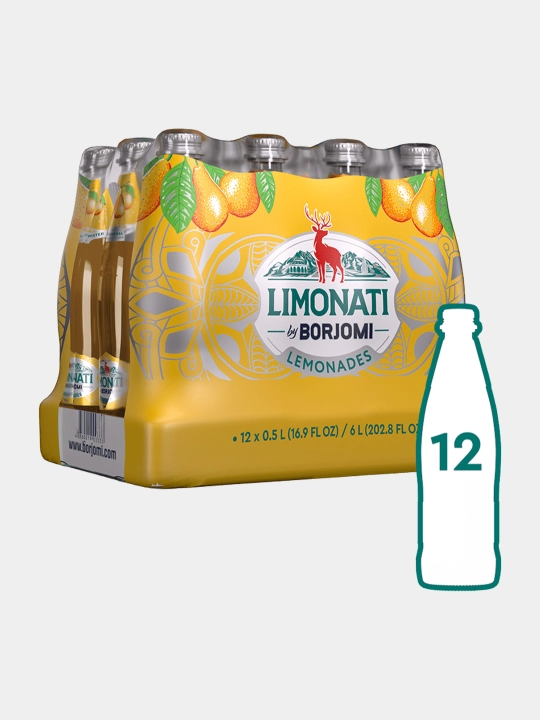 Limonati by Borjomi Груша, 0.5 л стекло, лимонад сильногазированный, 12 шт - 