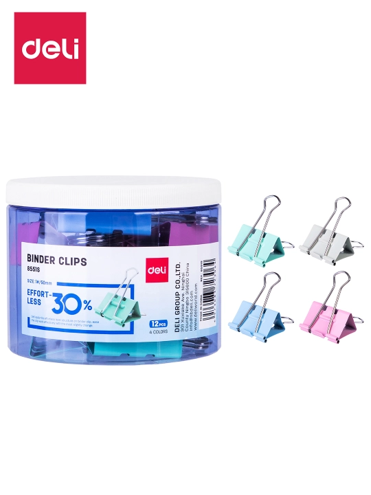 Yengil bosiladigan qisqich, 50 mm, 12 dona, assortiment, 8551S Deli, 8551-S - 