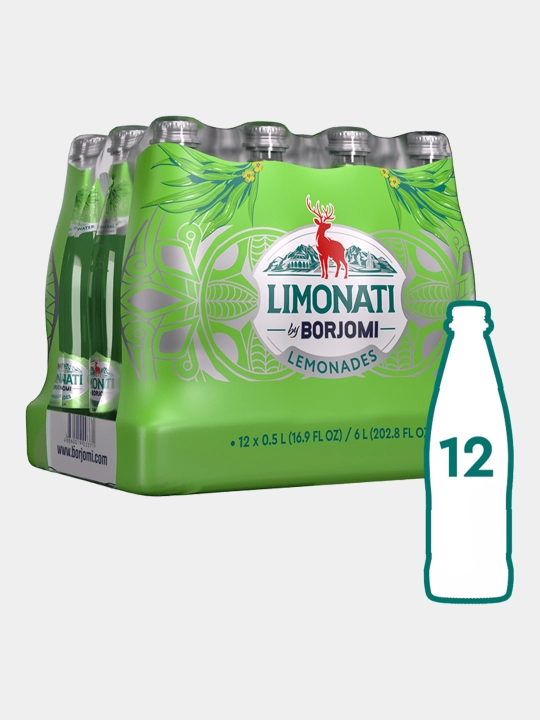 Limonati by Borjomi Тархун, 0.5 л стекло, лимонад сильногазированный, 12 шт - 