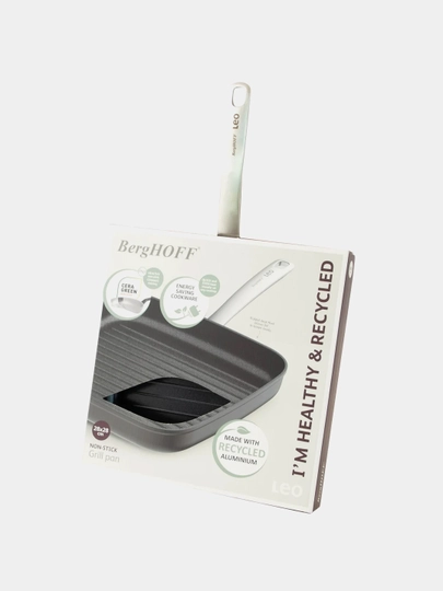 BergHOFF Leo Graphite gril tovasi, 28 sm, alyuminiy, anti-yopishqoq qoplama, qora