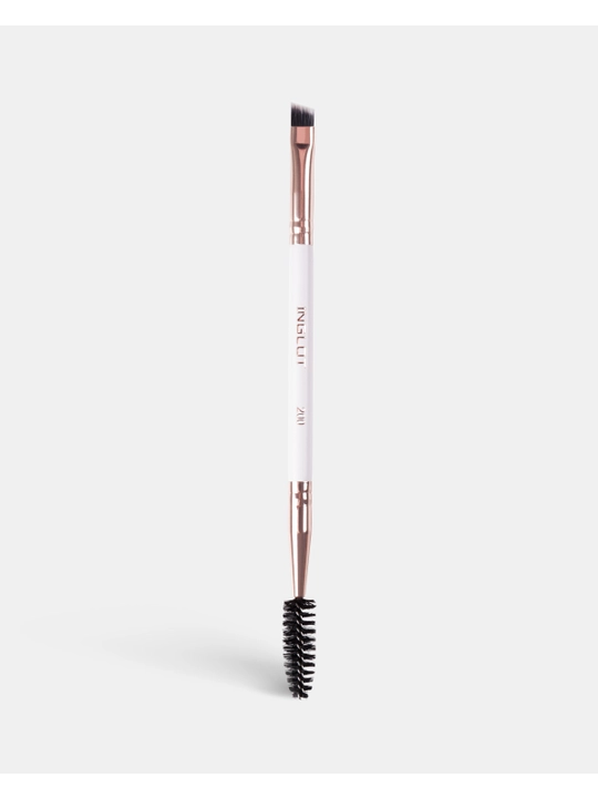 Кисть для бровей INGLOT 200, двусторонняя скошенная с щеточкой, для нанесения гелей - 