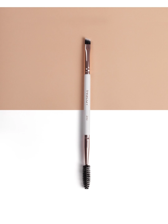 Кисть для бровей INGLOT 200, двусторонняя скошенная с щеточкой, для нанесения гелей