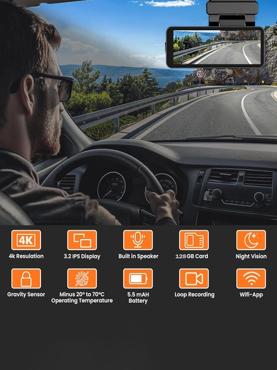 Videoregistrator M6 4K Ultra DashCam 1080 FULL HD,WiFi,GPS+ 128GB + Parking,3.2 HD displey 4
