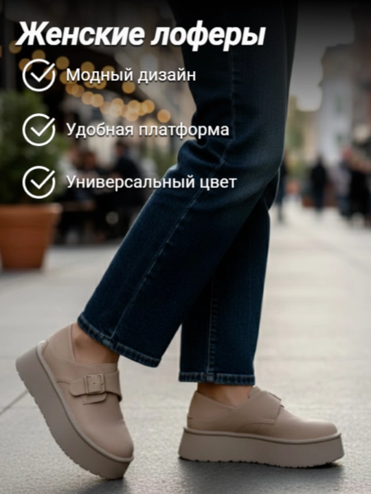 Женские лоферы на платформе с застежкой, ботинки на платформе, кроссовки - 