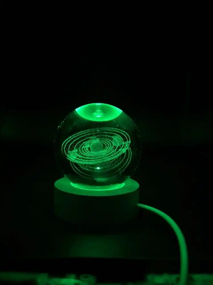 3D kristall tungi chiroq, ranglari almashib turadigan, RGB li, sovg‘a uchun ideal, 6 sm