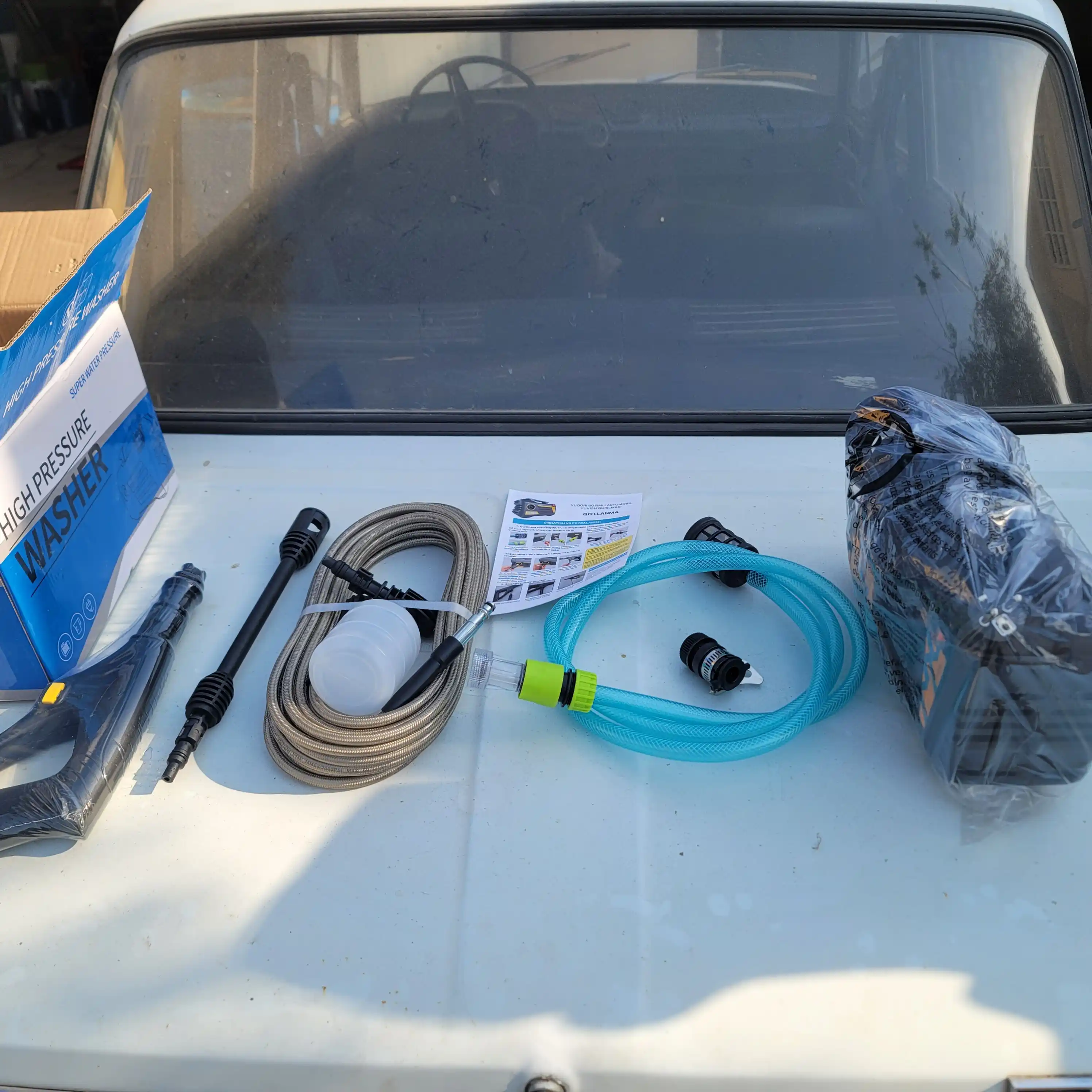 Yuqori bosimli elektr yuvish avto-moykasi 2500 Vt, 120 BAR, penogenerator bilan, apparat