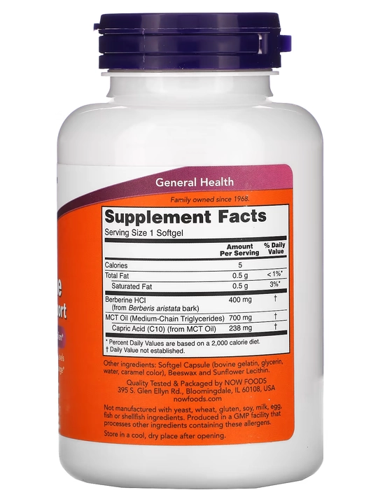 Берберин и глюкоза, Now Foods, 90 капсул