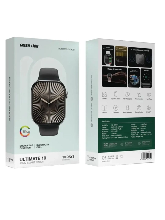 Aqlli soat Green Lion Ultimate 10, ChatGPT, smart watch, 46 mm, Android va iOS uchun