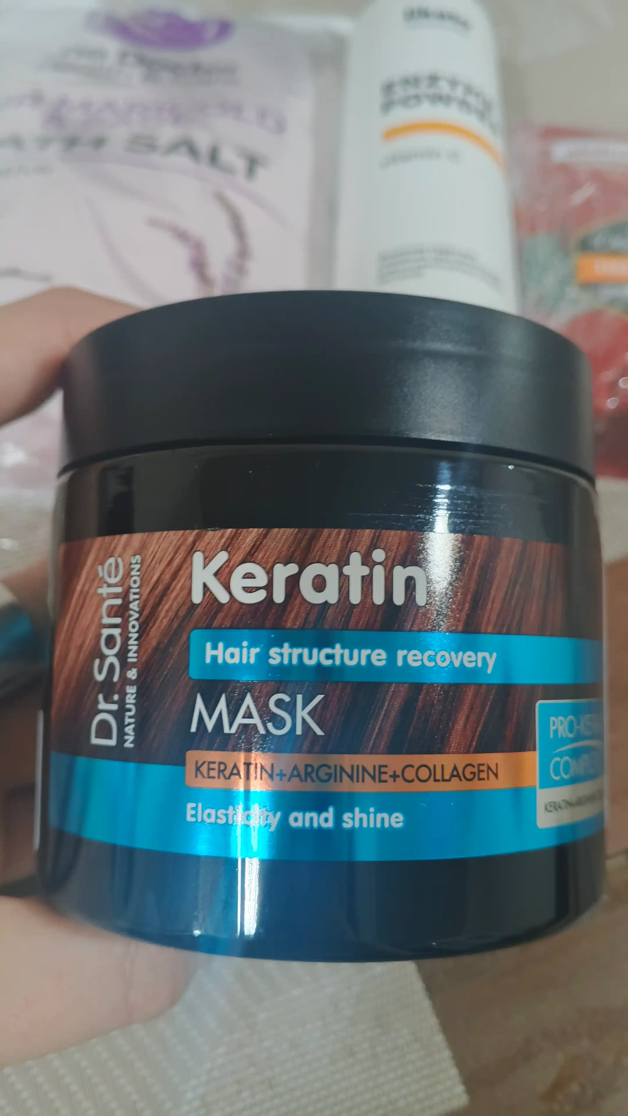 Keratin маска для тусклых и ломких волос Dr.Sante, кератин + коллаген + арганин