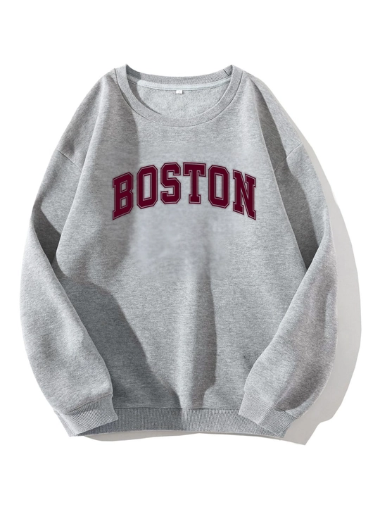 Erkaklar va ayollar uchun, oversize Boston svitshoti qalin mexli, 80% paxta