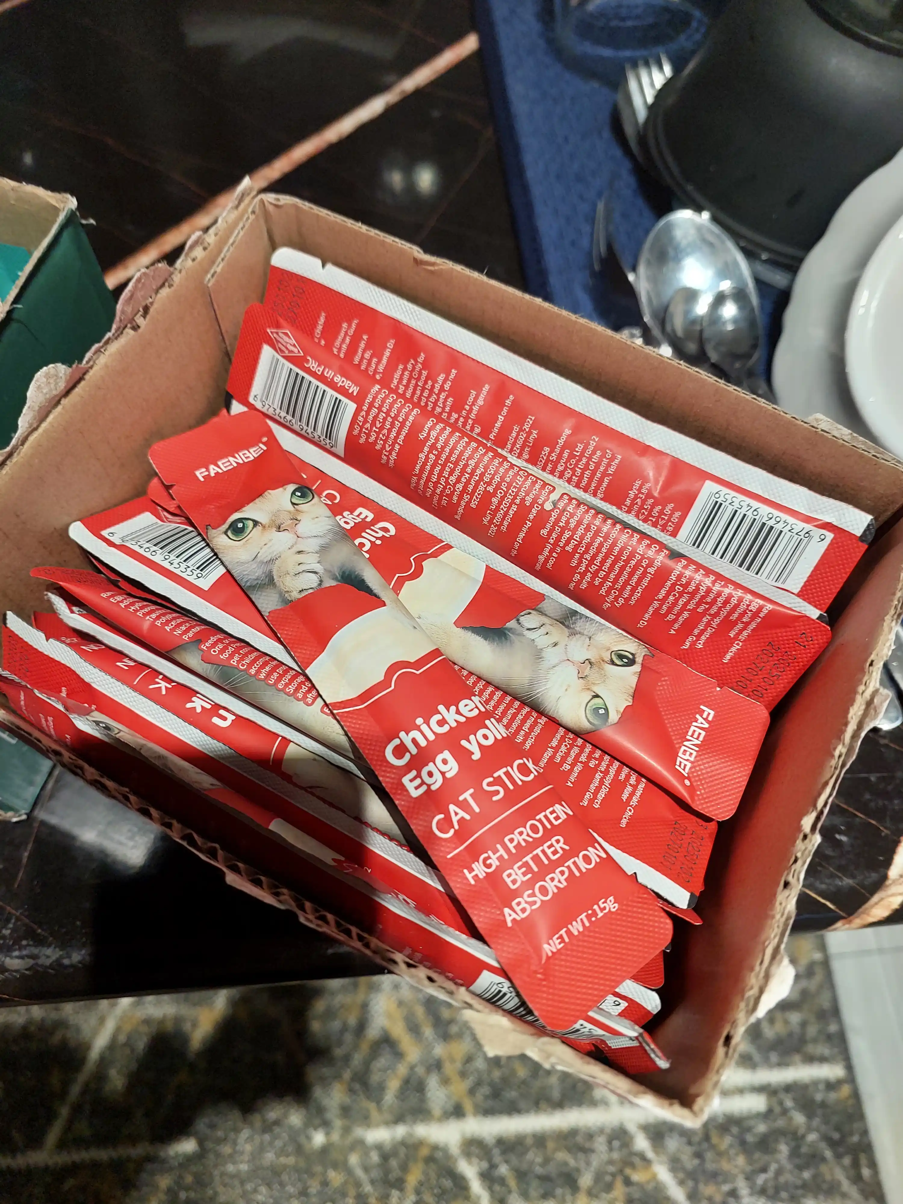 Shirinlik mushuklar uchun Pet Snacks, 60 dona korobkada