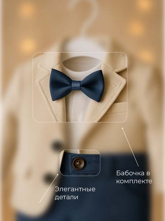 Костюм для мальчиков, 3 в 1: шерстяной пиджак, джинсы и хлопковый лонгслив