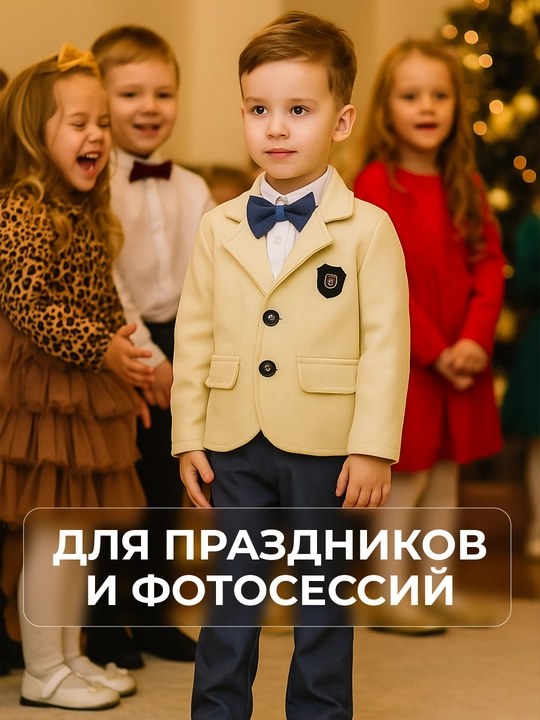 Костюм для мальчиков, 3 в 1: шерстяной пиджак, джинсы и хлопковый лонгслив