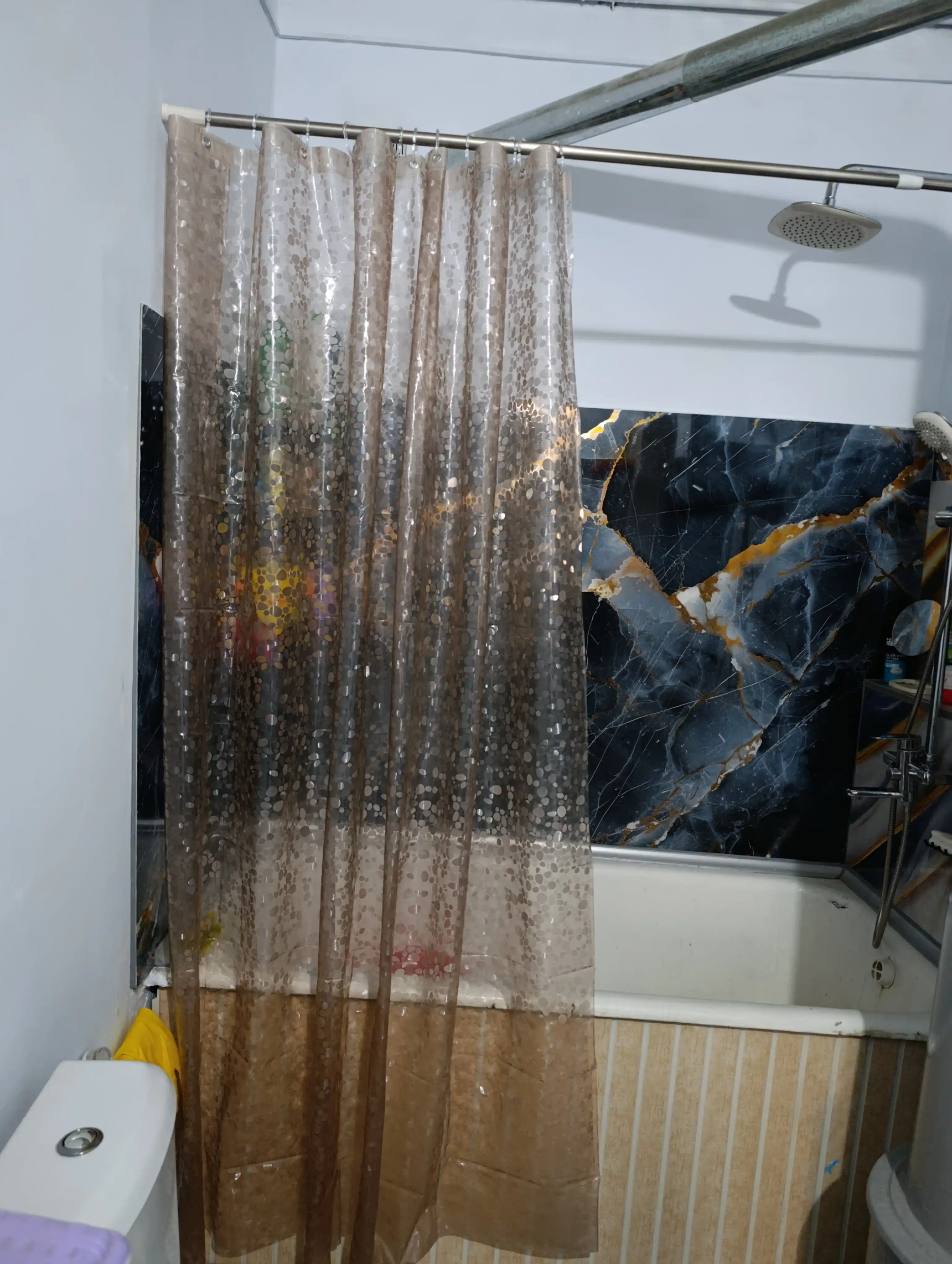 PEVA materialli hashamatli hammom pardasi, 180 × 200 sm, 12 ta halqali