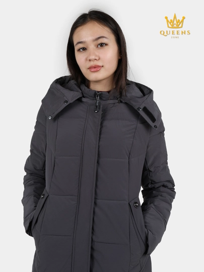 Ayollar uzun kurtkasi, qishki, issiq, kapyushonli, 4XL gacha