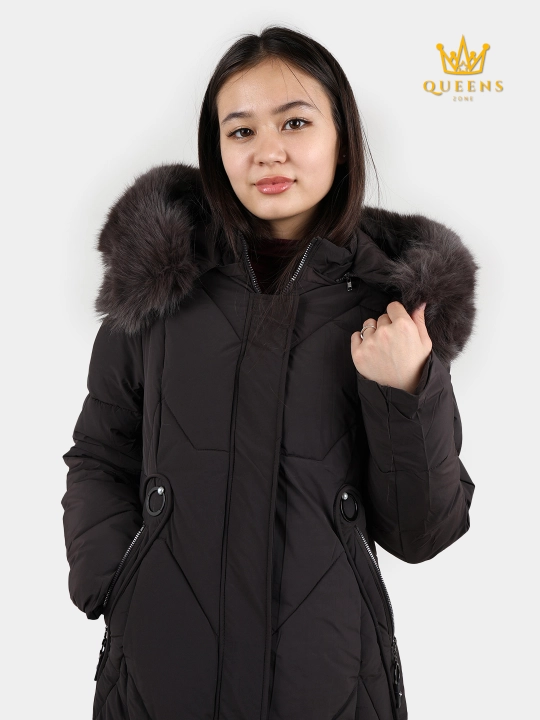 Ayollar uzun kurtkasi, qishki, issiq, kapyushonli, 4XL gacha