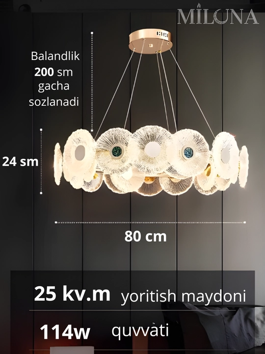 Lyustra LED osma, mehmonxona, oshxona va yotoqxona uchun, 3 xil yoritish rejimi bilan