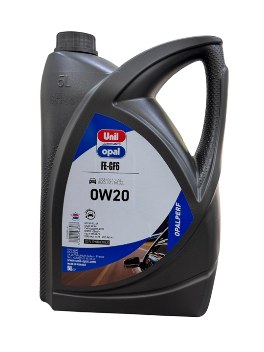 Моторное масло Unil Opal 0W20 FE-GF6 — 100% синтетическое масло, Франция, 4 л - 