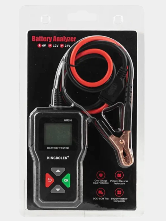 Kingbolen BM550 akkumulyator testeri (6V/12V/24V, 100–2000 CCA, 2Ah–220Ah)