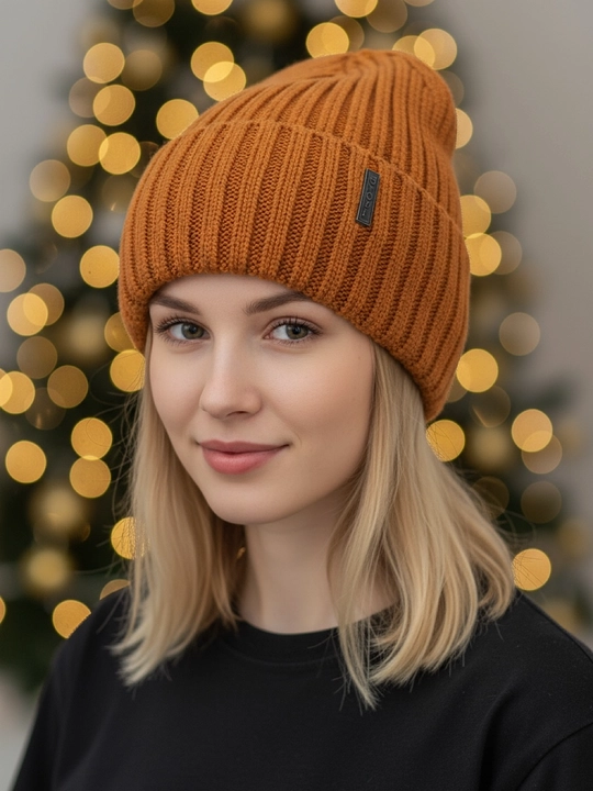 Beanie ayollar to‘qima qalpog‘i, bezakli tugmali issiq va yumshoq, qishki bosh kiyim