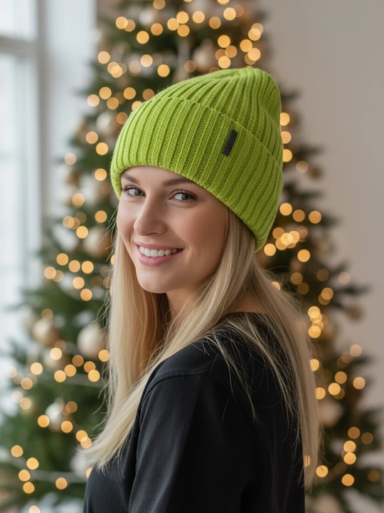 Beanie ayollar to‘qima qalpog‘i, bezakli tugmali issiq va yumshoq, qishki bosh kiyim