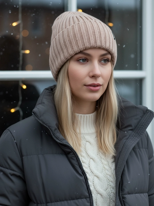 Beanie ayollar to‘qima qalpog‘i, bezakli tugmali issiq va yumshoq, qishki bosh kiyim