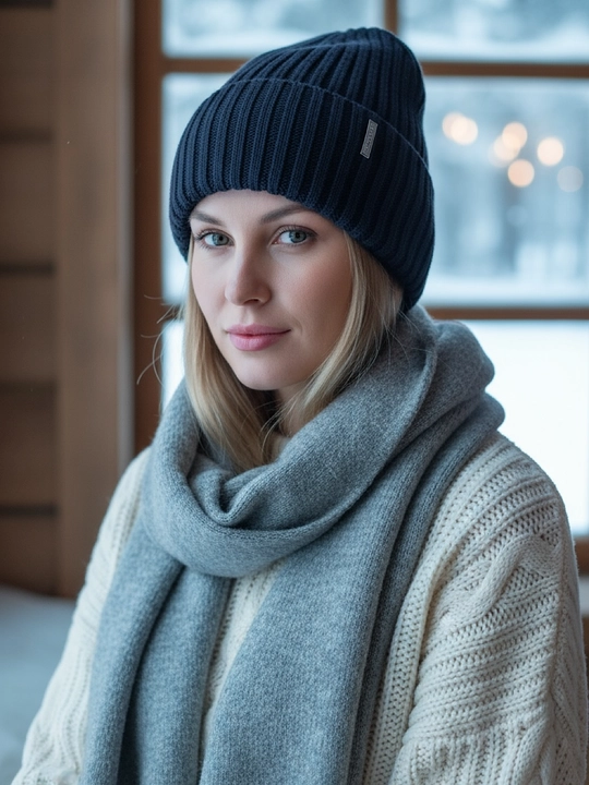 Beanie ayollar to‘qima qalpog‘i, bezakli tugmali issiq va yumshoq, qishki bosh kiyim