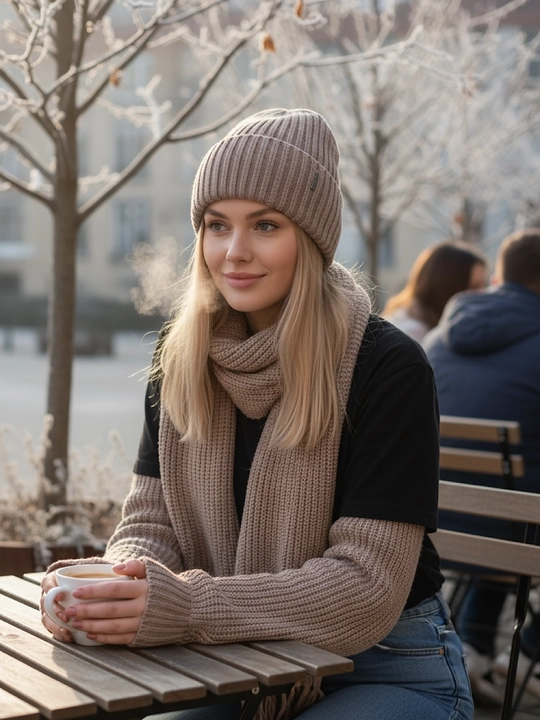 Beanie ayollar to‘qima qalpog‘i, bezakli tugmali issiq va yumshoq, qishki bosh kiyim