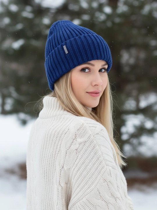 Beanie ayollar to‘qima qalpog‘i, bezakli tugmali issiq va yumshoq, qishki bosh kiyim
