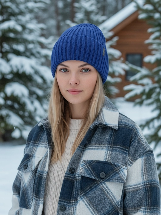 Beanie ayollar to‘qima qalpog‘i, bezakli tugmali issiq va yumshoq, qishki bosh kiyim
