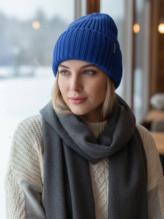 Beanie ayollar to‘qima qalpog‘i, bezakli tugmali issiq va yumshoq, qishki bosh kiyim