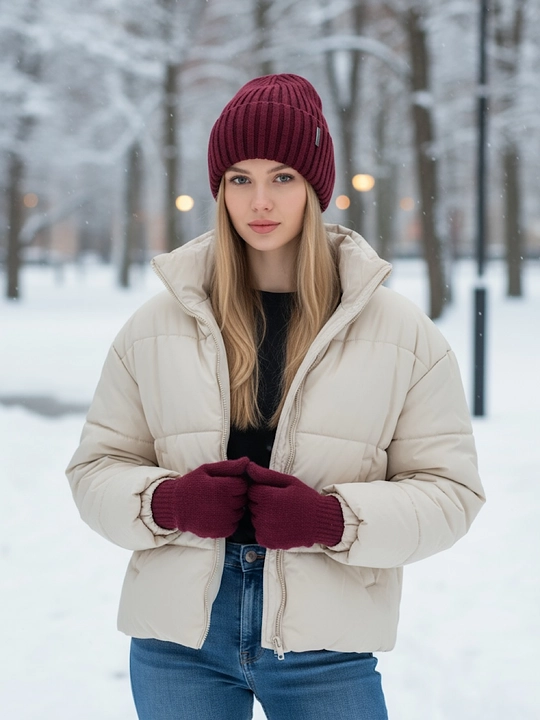 Beanie ayollar to‘qima qalpog‘i, bezakli tugmali issiq va yumshoq, qishki bosh kiyim