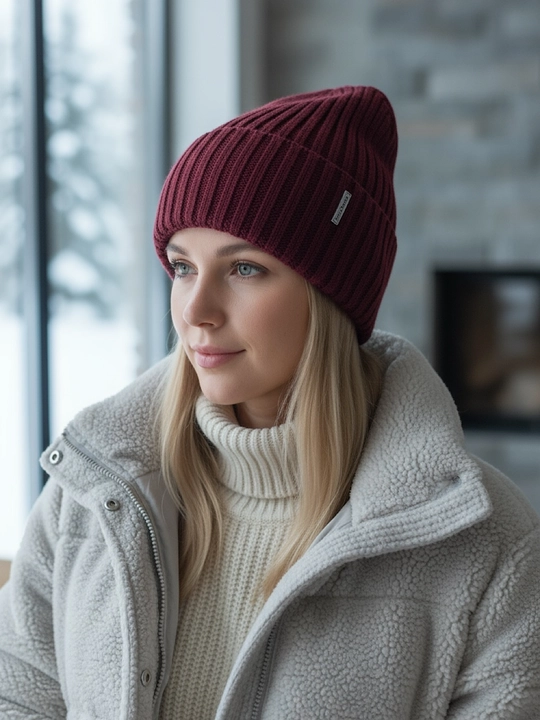Beanie ayollar to‘qima qalpog‘i, bezakli tugmali issiq va yumshoq, qishki bosh kiyim