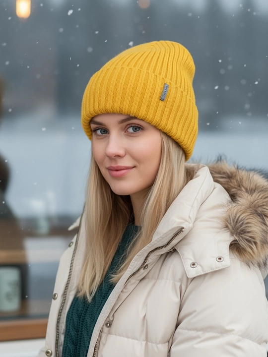 Beanie ayollar to‘qima qalpog‘i, bezakli tugmali issiq va yumshoq, qishki bosh kiyim
