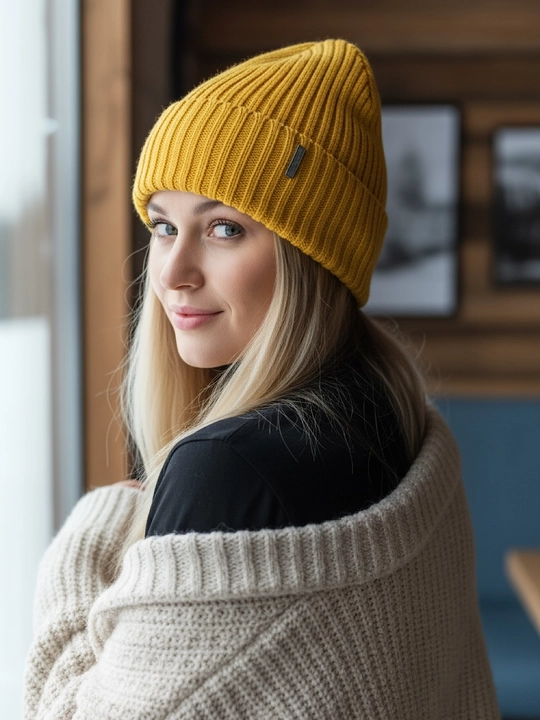 Beanie ayollar to‘qima qalpog‘i, bezakli tugmali issiq va yumshoq, qishki bosh kiyim