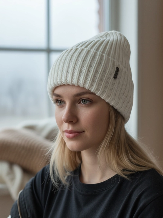 Beanie ayollar to‘qima qalpog‘i, bezakli tugmali issiq va yumshoq, qishki bosh kiyim