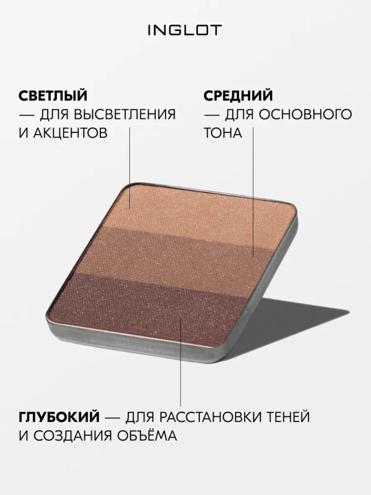 Тени для век 3 в 1 INGLOT Freedom System Eye Shadow Rainbow Matte, рефил