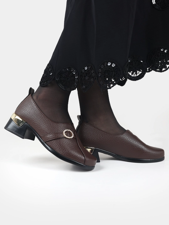Ayollar poyabzali Sling Black Stiletto - barqaror poshnali zamonaviy poyabzal, nachos yo'q