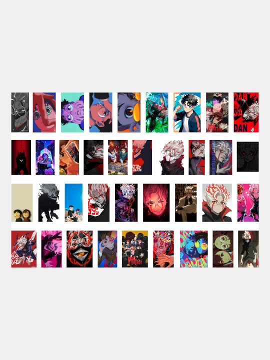 Stikerlar Anime Naruto, Bleach, Jujutsu Kaisen, Demon Slayer, Attack on Titan, 50 xil - 