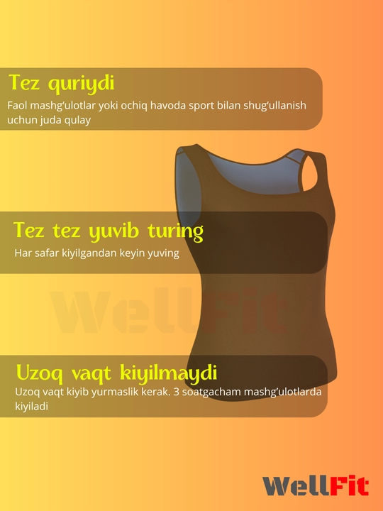 Ozdiruvchi ayollar maykasi, sauna effekti, S-XXL olchamlar, fitnes uchun ozdiruvchi mayka